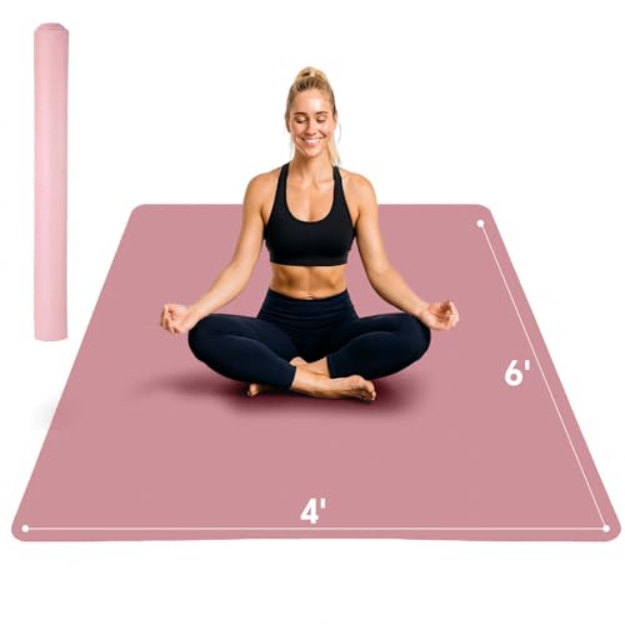Pilates Yoga Mat Workout - 特大ヨガマット、自宅トレーニング、ピラティス、ストレッチ用：6'x4'、厚さ1/3 1/4インチ、滑り止め、超耐久性、幅広エクササイズマット