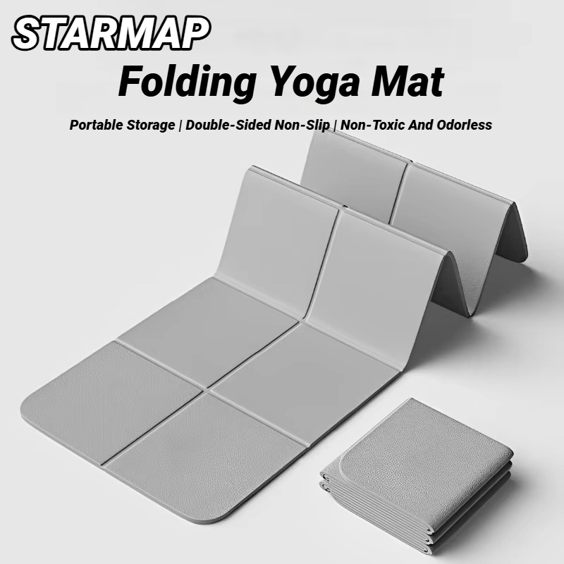 Pilates Yoga Mat Workout - 折りたたみヨガマット環境に優しい Tpe 折りたたみ旅行フィットネスエクササイズ両面ノンスリップピラティス & フロアワークアウト用