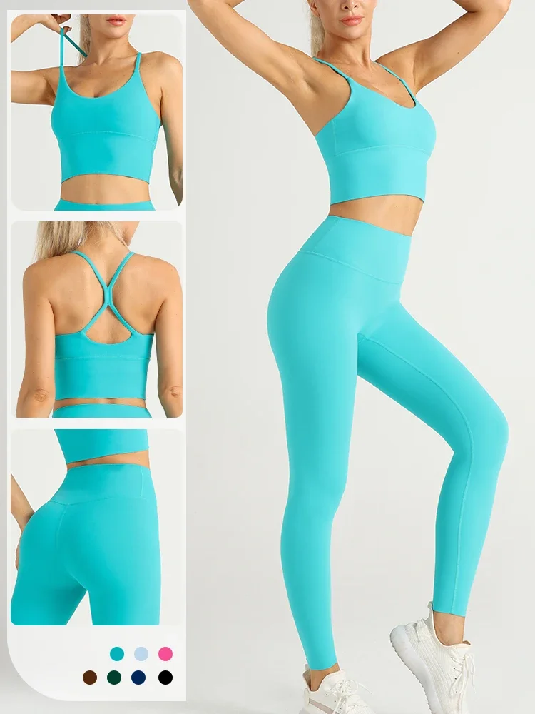 Pilates Yoga Legging - 女性用2ピーストラックスーツ,ヨガウェア,アスレチックウェア,ピラティスフィットネススーツ,ジムトレーニング,腕立て伏せ,スポーツブラ,レギンススーツ