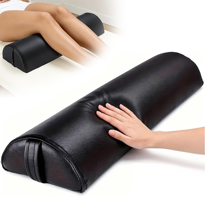 Bolster Cushion Round - ハンドル付き半円形マッサージテーブルサポートクッション、マッサージベッド用脚ポジショニングパッド、膝・首・背中の緩和に