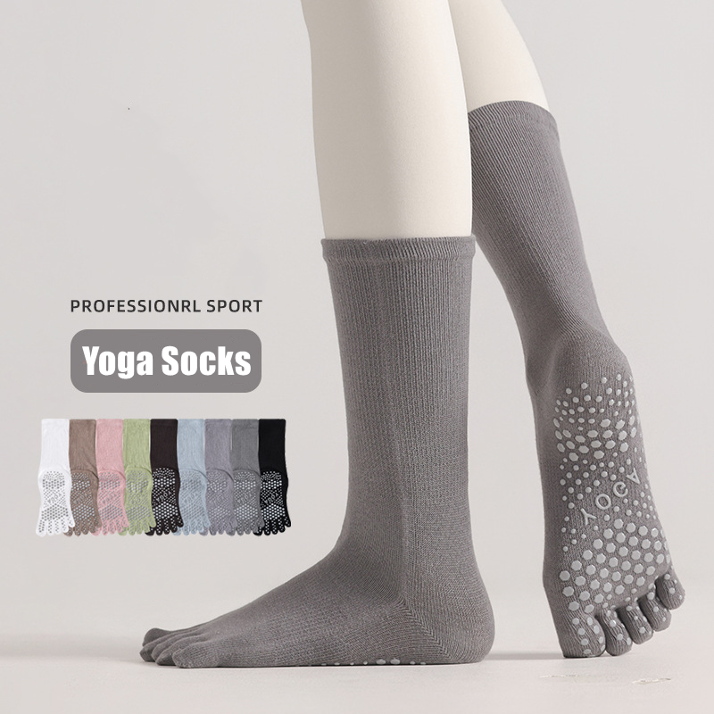 Pilates Yoga Origin - 1 ペア女性ヨガソックスキャンディーカラー綿シリコーンノンスリップ分割つま先ピラティスソックス屋外サイクリング 5 本指スポーツソックス