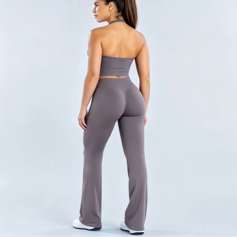 Pilates Yoga Legging - 2ピース HISTELLO インパクトヨガセット 女性用フィットネス ホルタートップ スクランチバット