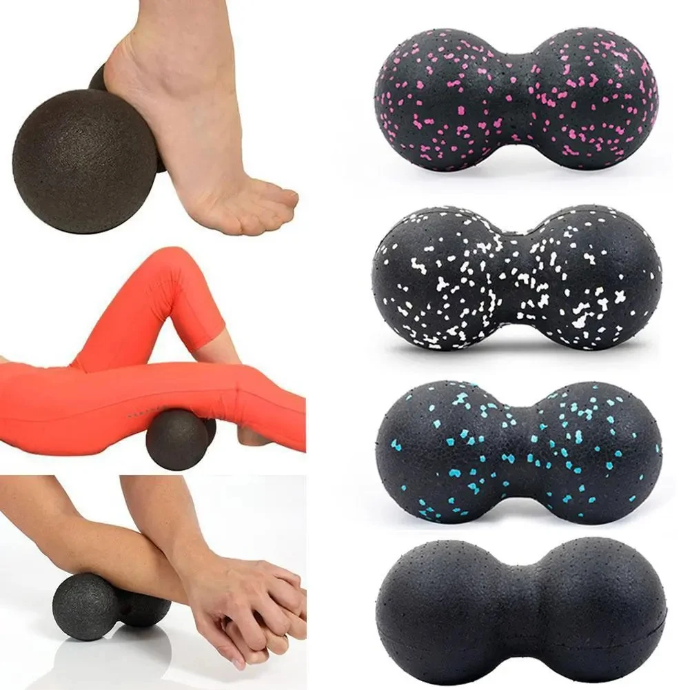 Pilates Yoga Ball - ヨガマッサージローラーボール ピーナッツ型 ダブルラクロス スパイク付き筋膜炎ボール 足底筋膜炎緩和用 バックボール