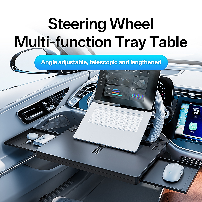 Inversion Table Fold - 車載用テーブル、フードトレイ、折りたたみ式ラップトップデスク、ハンドル用トレーマウント、調整可能なウォーターカップホルダー付きコンピューターブラケット