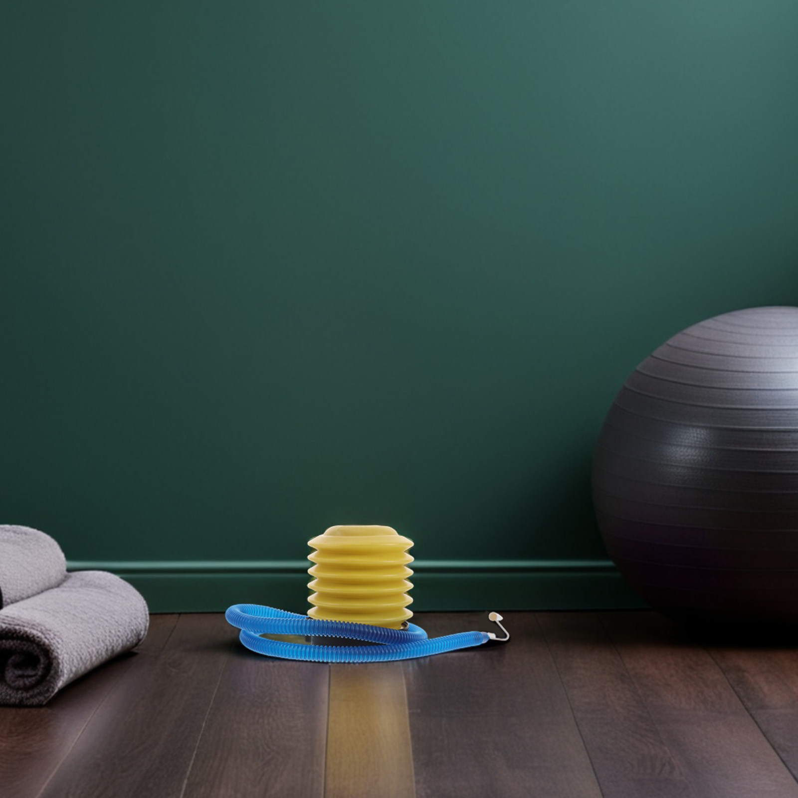 Pilates Yoga Origin - 1セットヨガボールポンプ手動フットプレスエアインフレータ、安定性エクササイズ用の精密デフレーションプラグ付き、ピラティスボール、水泳用
