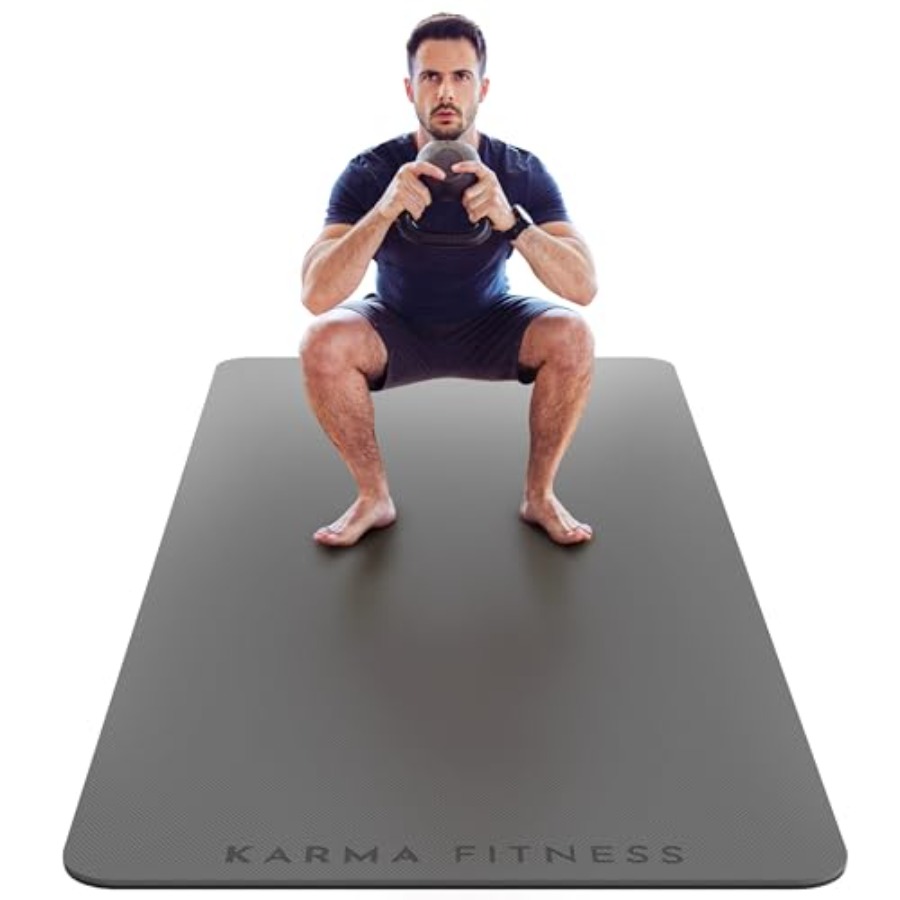 Pilates Yoga Mat Workout - 大型エクササイズマット 超厚10mm TPEワークアウトマット 72x32 ノンスリップ ブラック/ヨガマット