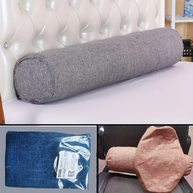Bolster Cushion Round - 1pc リネンボディ枕カバー、ベッド、ソファ、首、背中、腰サポートクッション用の長い丸型ボルスター枕カバー