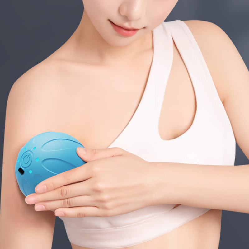 Pilates Yoga Ball - 新しい振動マッサージボール、ハンドヘルドディープティシューマッサージャー、リラックスを促す5段階速度設定、ヨガやフィットネスに最適