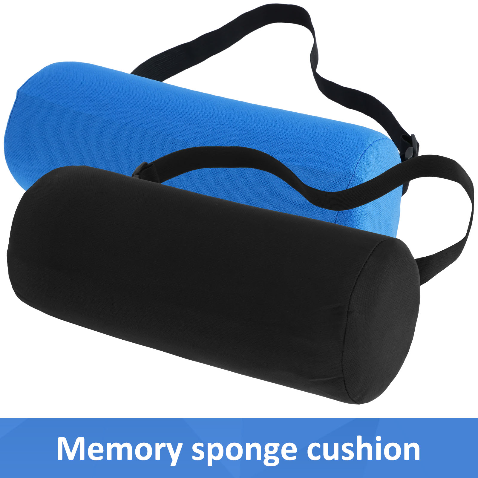 Bolster Cushion Round - ラウンドランバーサポートロール低反発ロール枕、調節可能なゴムバンド付き人間工学に基づいたネックロール枕ポータブルトラベルボルスター