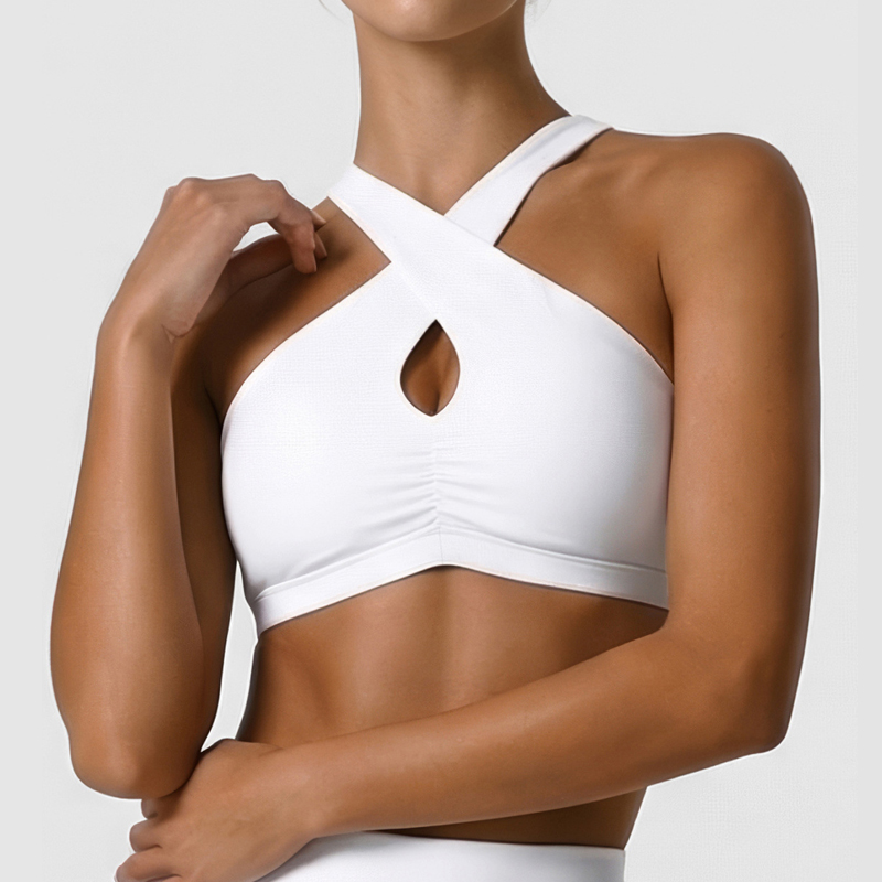 Yoga Strap Cotton - 女性ソフトスポーツ下着無地高衝撃ジムヨガブラ通気性速乾フィットネスクロップトップ女性トレーニング服