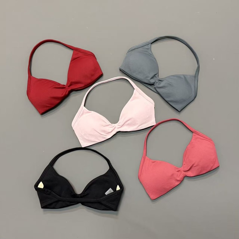 Yoga Strap Cotton - 女性用ホルタースポーツブラ Vネックパッド入りヨガブラ 取り外し可能なカップ バターのように柔らかいシームレスワークアウトジムフィットネスアクティブウェアトップ