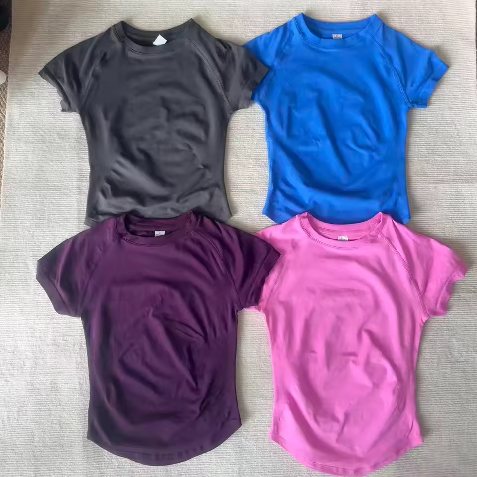Yoga Strap Cotton - スポーツシャツ女性フィットネスインパクト半袖トップジムワークアウトヨガブラウス速乾性通気性ランニングTシャツトップ