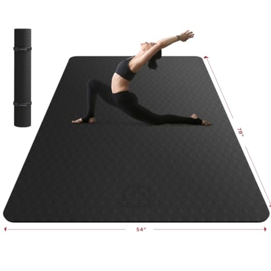 Pilates Yoga Mat Workout - 家庭でのワークアウト、ヨガ、ピラティス、ストレッチ、カーディオ用の特大ヨガマット - 72x48x6mm、滑り止め、耐久性、厚くて幅広のエクササイズマット