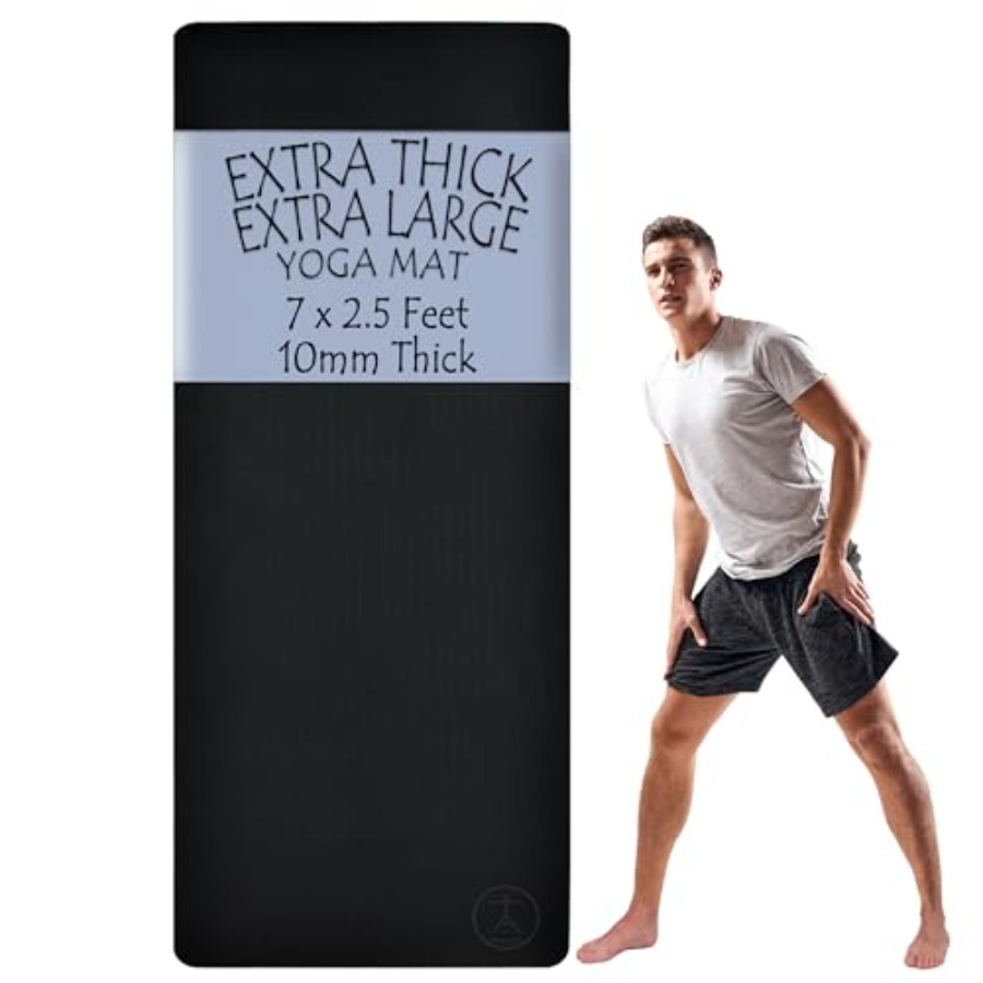 Pilates Yoga Mat Workout - ホームワークアウト用ヨガマット、極厚10mm TPE、ブラック、優れた関節の緩衝性とXLサイズでピラティスやスタジオでの使用に最適