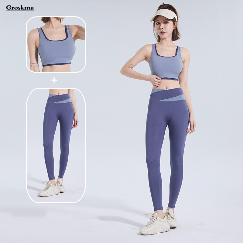 速乾性の女性用ヨガセット,ツーピース,フィットネス,ジム,ブ - Pilates Yoga Legging のレビューと価格