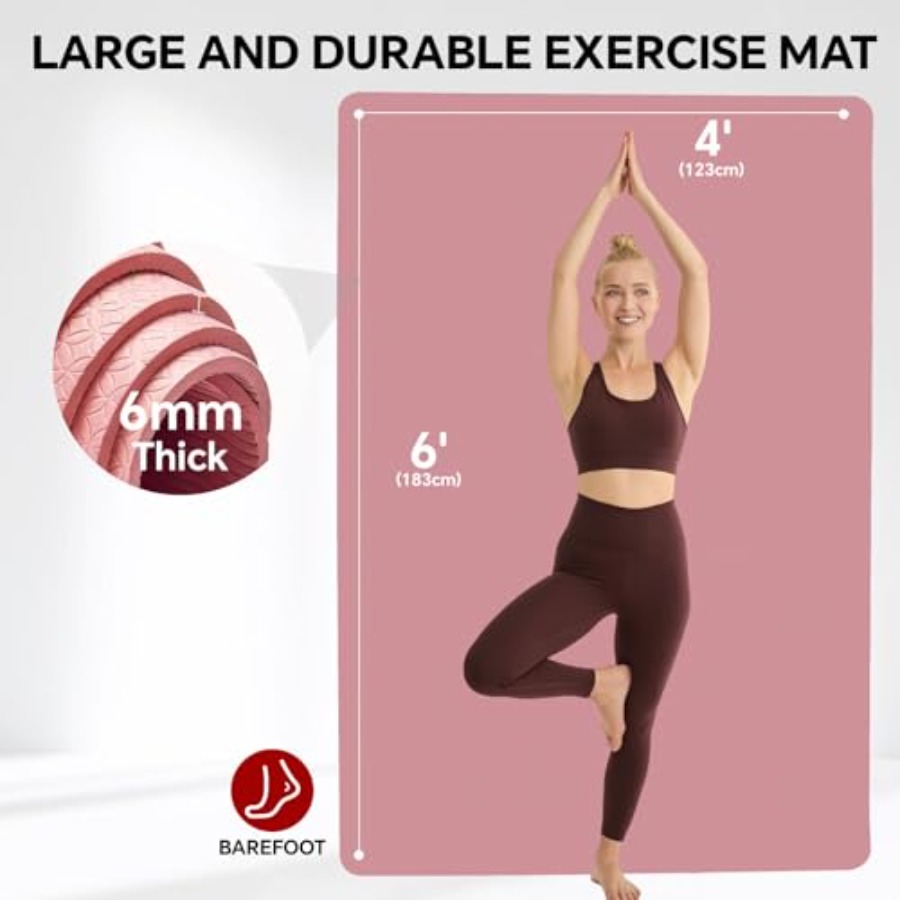 特大ヨガマット、自宅トレーニング、ピラティス、ストレッチ用： - Pilates Yoga Mat Workout のレビューと価格