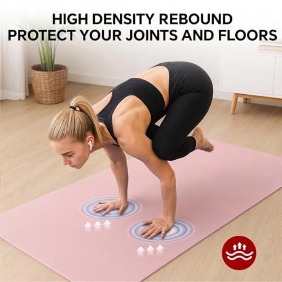 特大ヨガマット、自宅トレーニング、ピラティス、ストレッチ用： - Pilates Yoga Mat Workout のレビューと価格