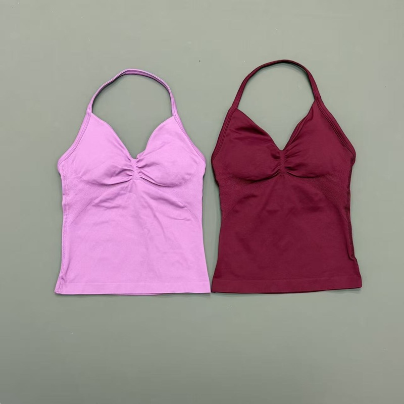 ジム女性用スポーツタンクトップ シームレス ホルターストラッ - Yoga Strap Cotton のレビューと価格