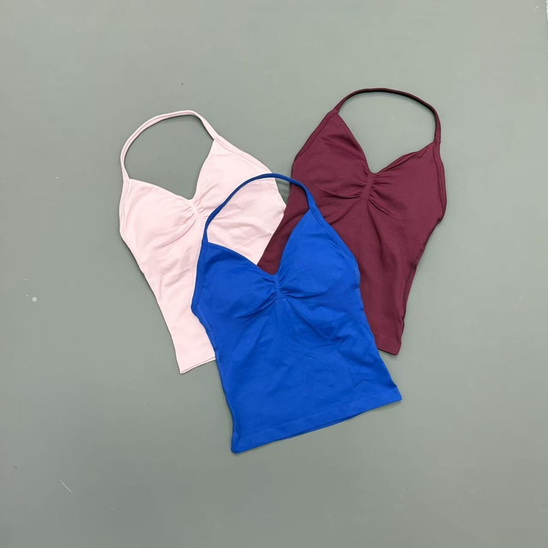ジム女性用スポーツタンクトップ シームレス ホルターストラッ - Yoga Strap Cotton のレビューと価格