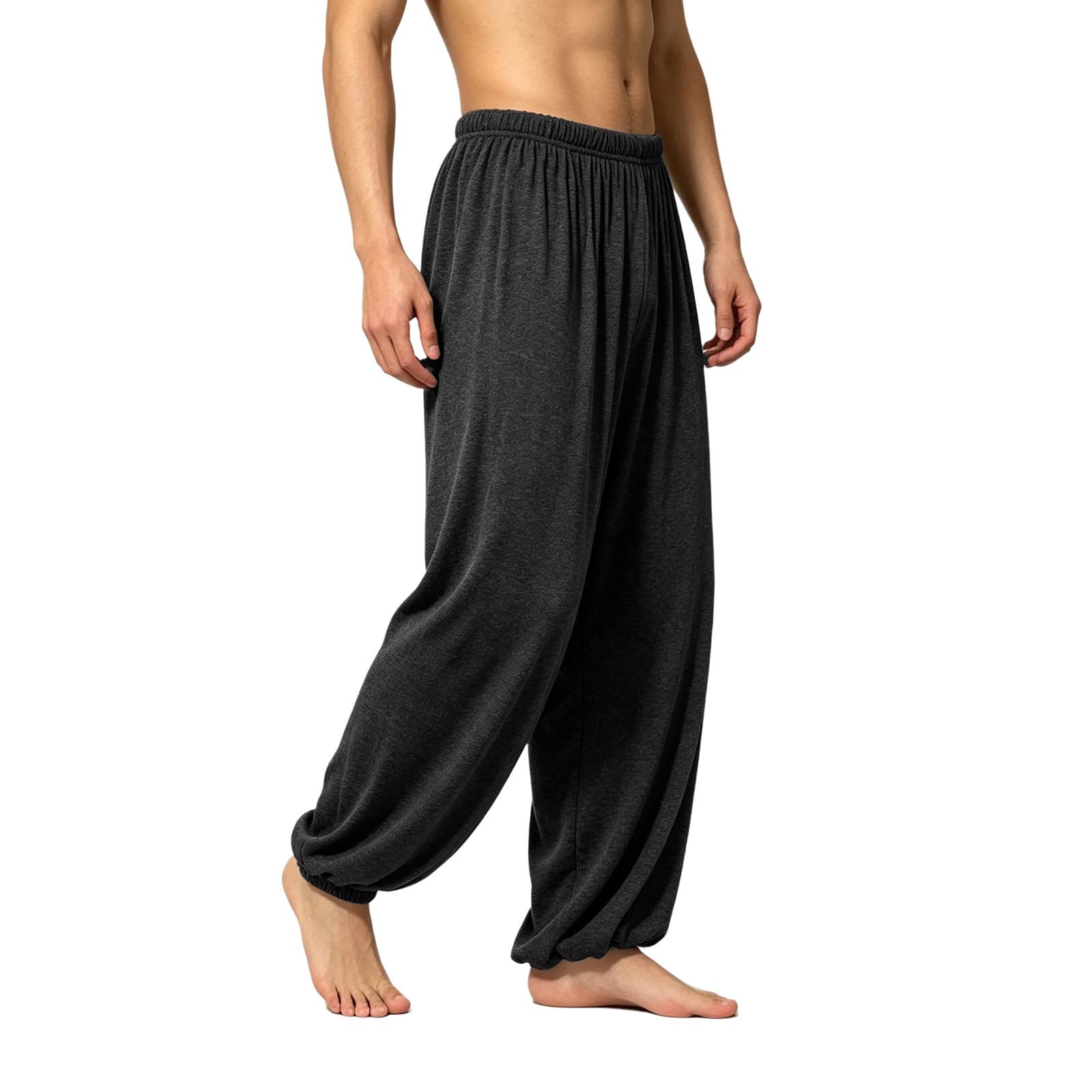 男性用吸湿発散ヨガパンツ、伸縮性ウエストバンド、ゆったりフィ - Pilates Yoga And Tai Chi のレビューと価格