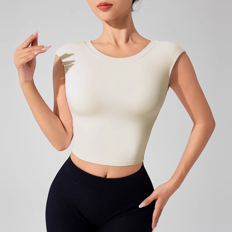 女性の背中の開いたフィットネス服固定胸パッド付き美しいトップ - Yoga Strap Cotton のレビューと価格