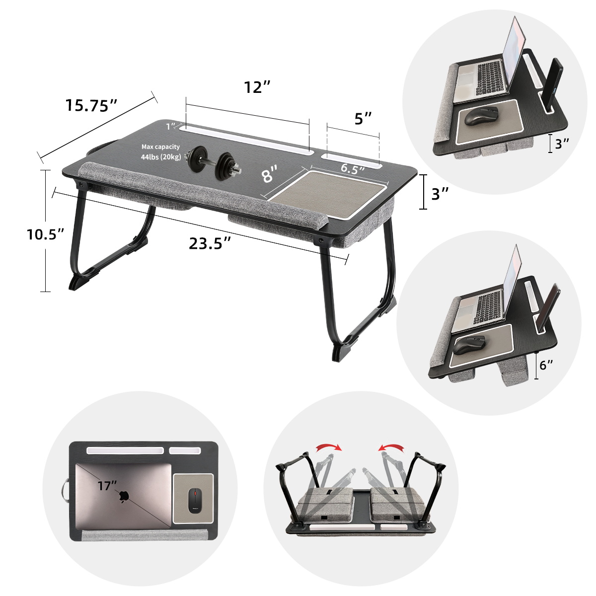 MUMUCC ポータブルベッドテーブル ノートパソコン用 折 - Inversion Table Fold のレビューと価格