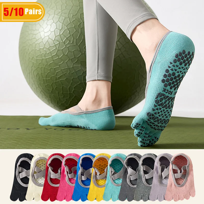 5/10 ペアの女性用コットンヨガ 5 本指ソックス汗吸収ソ - Pilates Yoga Origin のレビューと価格