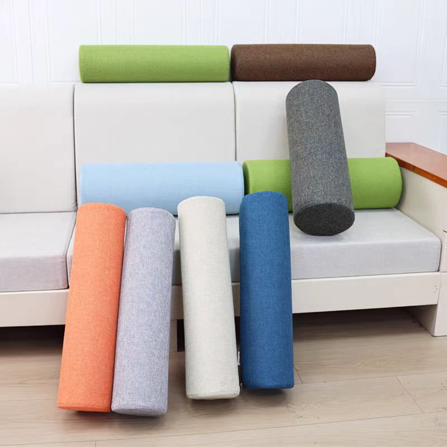 直径10cmのリネン製円筒形ボルスター枕、ジッパー付き、睡眠 - Bolster Cushion Round のレビューと価格