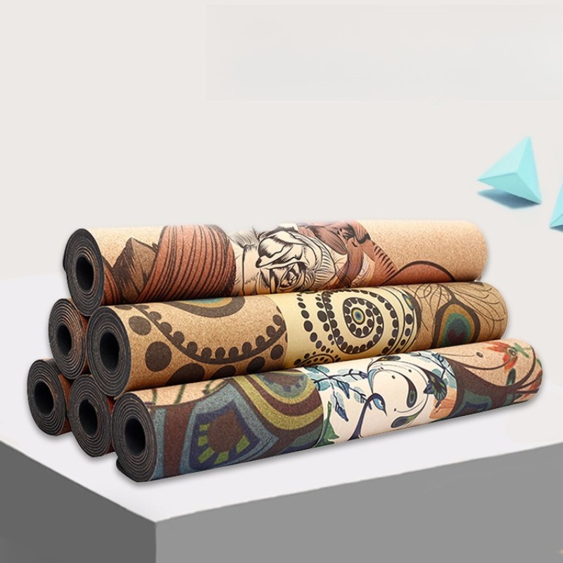 プリントコルク天然ゴムヨガマット、滑り止め、耐摩耗性、フィッ - Pilates Yoga Mat Workout のレビューと価格