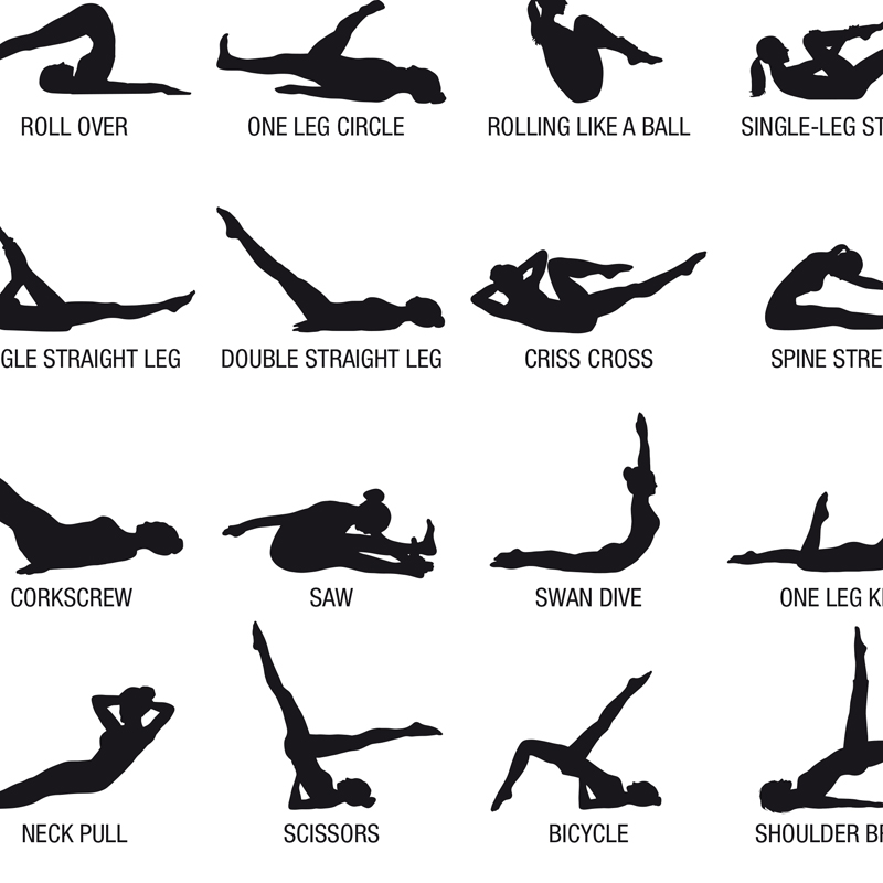 フレームレスピラティスワークアウトチャートポスターキャンバス - Pilates Yoga Origin のレビューと価格