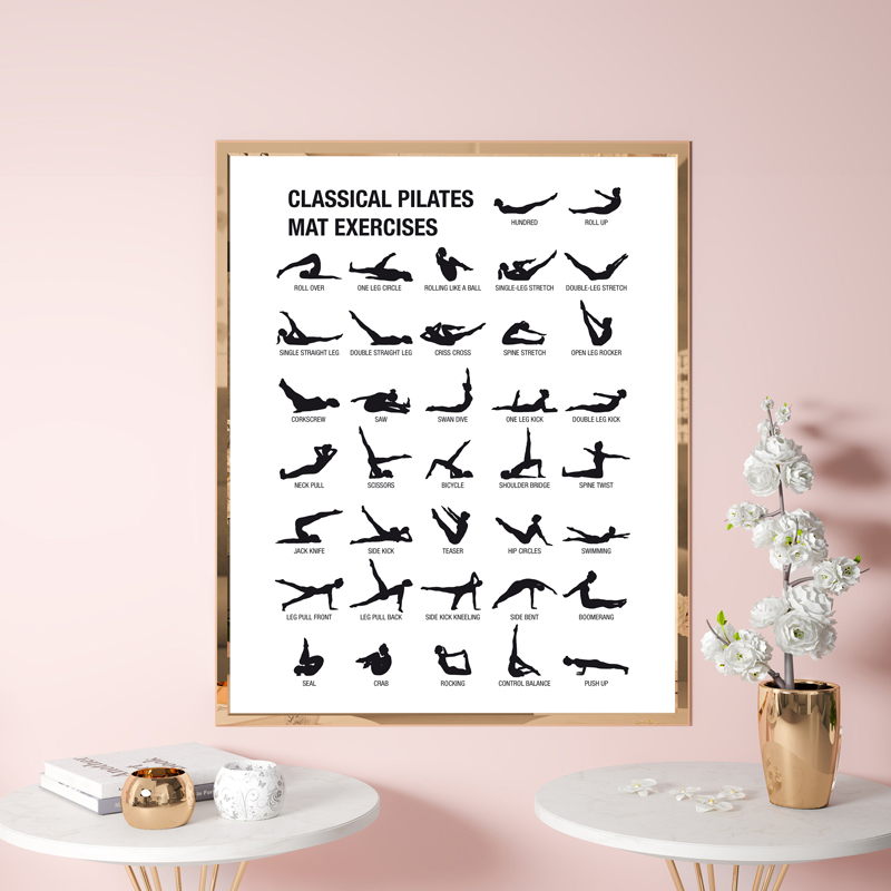 フレームレスピラティスワークアウトチャートポスターキャンバス - Pilates Yoga Origin のレビューと価格