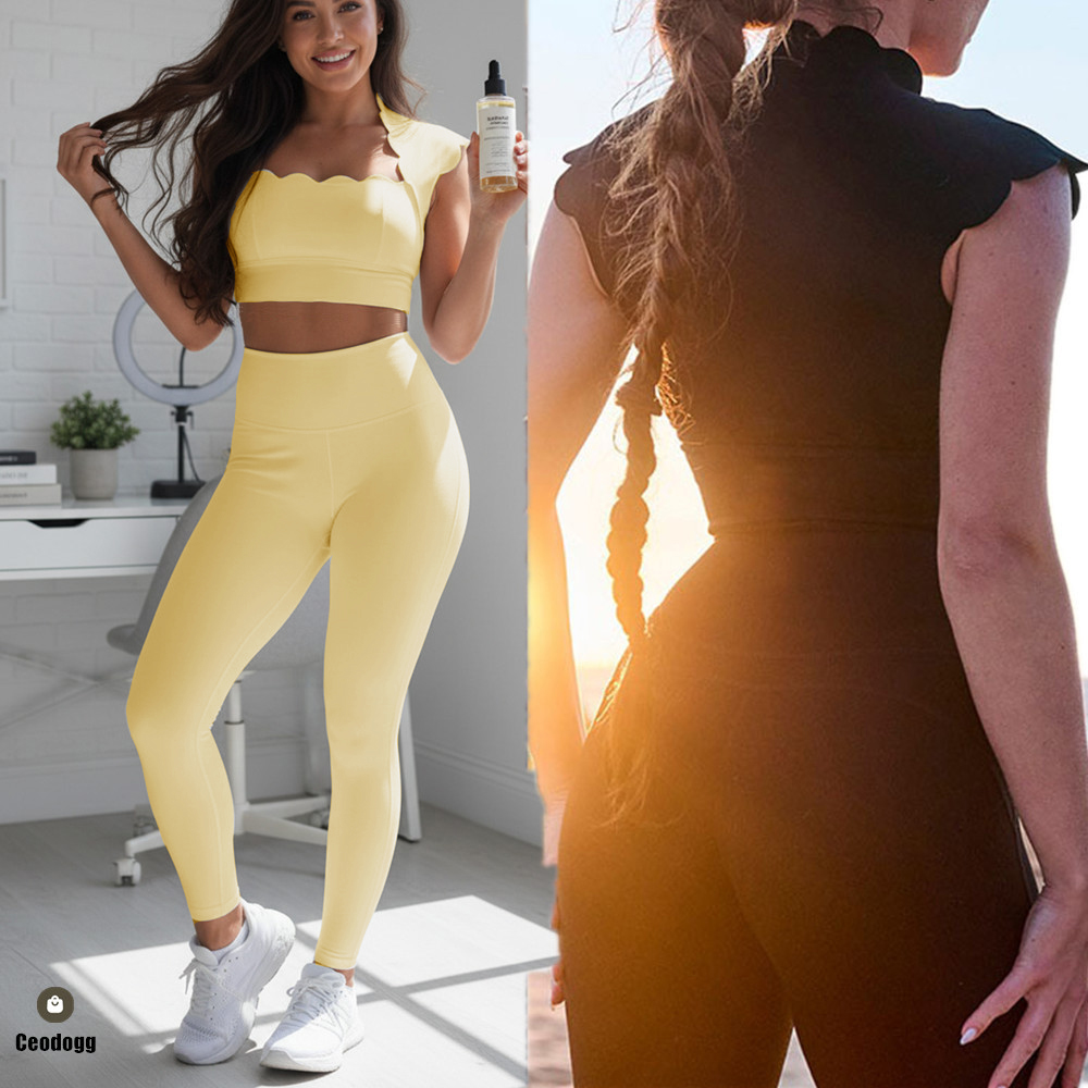 パッド入りウェーブデザインレディーススポーツベストヨガブラタ - Yoga Strap Cotton のレビューと価格