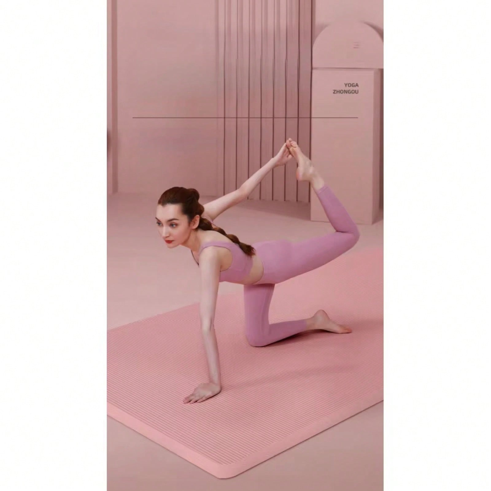 185*61CM ピンクの滑り止めヨガマットセット衝撃吸収快 - Pilates Yoga Mat Workout のレビューと価格